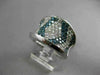 ESTATE WIDE 2.86CT WHITE & BLUE DIAMOND 14KT WHITE GOLD 3D CONCAVE COCKTAIL RING