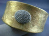 ESTATE LARGE 1.20CT DIAMOND 18KT YELLOW GOLD MATTE OVAL CLUSTER BANGLE BRACELET