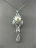 ANTIQUE .50CT OLD MINE DIAMOND AAA SOUTH SEA PEARL 14K WHITE GOLD PENDANT #21893