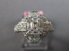 LARGE 1.40CT DIAMOND 18KT WHITE GOLD 3D ROUND & BAGUETTE CLUSTER ENGAGEMENT RING