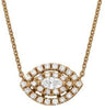 .46CT DIAMOND 14K ROSE GOLD ROUND & MARQUISE DOUBLE HALO EVIL EYE LUCKY NECKLACE