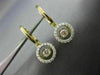 ESTATE .53CT DIAMOND 14K YELLOW GOLD 3D SOLITAIRE HALO FLOATING HANGING EARRINGS