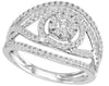 WIDE .75CT DIAMOND 14KT WHITE GOLD ROUND EVIL EYE FLOWER CLUSTER MULTI ROW RING