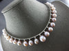 LARGE 1.63CT DIAMOND & AAA PINK PEARL 18KT WHITE GOLD GRADUATING TENNIS NECKLACE