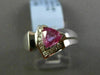 ESTATE .95CT DIAMOND & AAA PINK SAPPHIRE 14K WHITE GOLD TRILLION ENGAGEMENT RING
