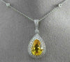 ESTATE 4.48CT DIAMOND & AAA YELLOW SAPPHIRE 14K WHITE GOLD PEAR SHAPE NECKLACE