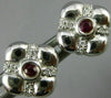 ESTATE .19CT DIAMOND & AAA RUBY 14KT WHITE GOLD 3D FLOWER SQUARE STUD EARRINGS