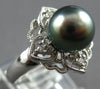 WIDE .12CT DIAMOND & AAA TAHITIAN PEARL 14KT WHITE GOLD 3D MULTI HEART LOVE RING
