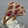 WIDE 1.4CT DIAMOND & AAA RUBY 14K ROSE GOLD MULTI ROW INFINITY FILIGREE FUN RING