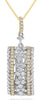 1.10CT DIAMOND 18K 2 TONE GOLD 3D MULTI FLOWER RECTANGULAR LOVE FLOATING PENDANT