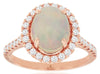 ESTATE 2.3CT DIAMOND & AAA OPAL 14KT ROSE GOLD OVAL & ROUND FRIENDSHIP LOVE RING