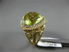 LARGE 12.16CT DIAMOND & AAA GREEN TOPAZ 14KT YELLOW GOLD ROPE FILIGREE HALO RING