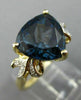 ESTATE LARGE 4.05CT DIAMOND & AAA BLUE TOPAZ 14KT YELLOW GOLD FILIGREE FUN RING