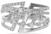 .49CT DIAMOND 14KT WHITE GOLD ROUND & PEAR SHAPE MULTI ROW CRISS CROSS FUN RING