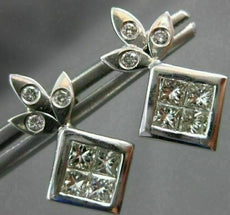 ANTIQUE .50CT DIAMOND 14K WHITE GOLD STAR CLUSTER FRIENDSHIP STUD EARRINGS #5272