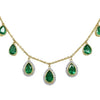LARGE 10.11CT DIAMOND & AAA EMERALD 18KT YELLOW GOLD 3D PEAR SHAPE LOVE NECKLACE
