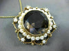 ANTIQUE LARGE 35CT SMOKY TOPAZ & SOUTH SEA PEARL 14KT YELLOW GOLD PENDANT BROOCH