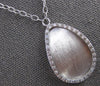 ESTATE LARGE .39CT DIAMOND 14KT WHITE GOLD TEAR DROP MATTE CLASSIC FUN NECKLACE