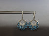 LARGE 3.98CT DIAMOND & AAA BLUE TOPAZ 14K WHITE GOLD CIRCULAR LEVERBACK EARRINGS