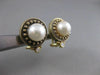 ANTIQUE 8MM SEA PEARL DIAMOND 14K YELLOW GOLD ROUND FILIGREE EARRINGS #17204