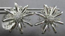 ESTATE LARGE 1.05CT DIAMOND 14KT WHITE GOLD 3D CLASSIC FLOWER STUD EARRINGS