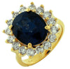 LARGE 9.05CT DIAMOND & AAA SAPPHIRE 14K YELLOW GOLD OVAL & ROUND ENGAGEMENT RING