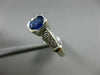 ESTATE .89CT DIAMOND & AAA SAPPHIRE 14K WHITE GOLD 3D SEMI BEZEL ENGAGEMENT RING