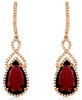LARGE 8.40CT DIAMOND & AAA RHODOLITE 14KT ROSE GOLD PEAR SHAPE & ROUND EARRINGS