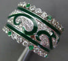 WIDE 1.60CT DIAMOND & AAA EMERALD & GREEN ENAMEL 18KT WHITE GOLD ETERNITY RING