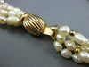 ESTATE WIDE AAA PEARLS 14KT YELLOW GOLD 3D MULTI STRAND BEADED CLASSIC NECKLACE