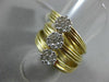 ESTATE LARGE .54CT DIAMOND 18K 2 TONE GOLD 3 FLOWER MULTI BAND FLEXIBLE FUN RING