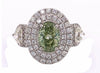 LARGE 3.71CT WHITE & FANCY YELLOW & GREEN DIAMOND 18KT ROSE GOLD ENGAGEMENT RING
