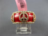 WIDE 1.40CT DIAMOND & RED ENAMEL 18K ROSE GOLD 3D MULTI PEACE SIGN ETERNITY RING