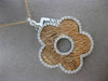 ESTATE LARGE 1.95CT DIAMOND 14KT WHITE & ROSE GOLD 5 LEAF CLOVER PENDANT & CHAIN