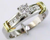 ESTATE .85CT DIAMOND 14K 2 TONE GOLD 3D ROUND & PRINCESS CLASSIC ENGAGEMENT RING