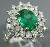 LARGE 2.98CT DIAMOND & AAA EMERALD 14KT WHITE GOLD 3D OVAL HALO ENGAGEMENT RING