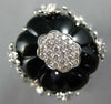 ESTATE LARGE .82CT DIAMOND & AAA BLACK ONYX 14KT WHITE GOLD 3D FLOWER FUN RING