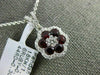 ESTATE .74CT DIAMOND & AAA RUBY 18KT WHITE GOLD CLASSIC FLOWER FLOATING PENDANT