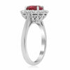 GIA CERTIFIED 2.46CT DIAMOND & AAA RUBY 18K WHITE GOLD OVAL HALO ENGAGEMENT RING