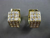 ESTATE 14KT YELLOW GOLD 3D 3 ROW CUBIC ZIRCONIA HEXAGON HUGGIE EARRINGS #24349