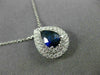 ESTATE LARGE 1.70CT DIAMOND & AAA SAPPHIRE 18K WHITE GOLD TEAR DROP HALO PENDANT