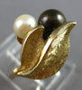ESTATE AAA SOUTH SEA & TAHITIAN PEARL 14K YELLOW GOLD 3D DOUBLE LEAF RING #28109