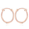 ESTATE WIDE .20CT DIAMOND & BLACK ENAMEL 14KT ROSE GOLD 3D HOOP HANGING EARRINGS