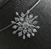 LARGE .86CT DIAMOND 18KT WHITE GOLD SNOWFLAKE FLOWER SUNBURST FLOATING PENDANT