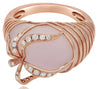 LARGE .26CT DIAMOND & AAA ROSE QUARTZ 18KT ROSE GOLD FLOWER DOME SHAPE FUN RING