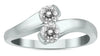 ESTATE .50CT DIAMOND 14KT WHITE GOLD CLASSIC ROUND 2 STONE CRISS CROSS LOVE RING