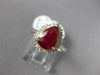 ESTATE 2.16CT DIAMOND & AAA RUBY PLATINUM 3D PEAR SHAPE & ROUND ENGAGEMENT RING