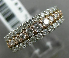 ESTATE .81CT DIAMOND 14K WHITE & ROSE GOLD 3D THREE ROW WEDDING ANNIVERSARY RING