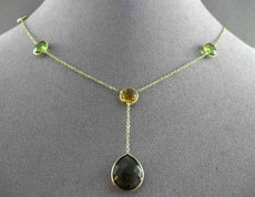 ANTIQUE 13.0CTW AAA MULTI COLOR GEM BY THE YARD 14KT YELLOW GOLD LARIAT NECKLACE