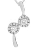 .34CT DIAMOND 18KT WHITE GOLD 3D DOUBLE FLOWER CRISS CROSS LOVE FLOATING PENDANT